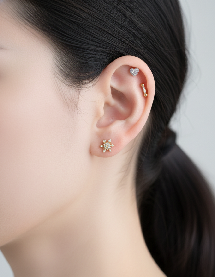 Winter Snowflake Stud Earrings – 2 Styles in Gold, Silver & Rose Gold | 8TTITTO8