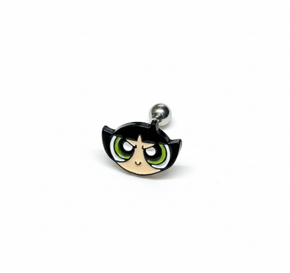 Powerpuff Girls-Inspired Surgical Steel Barbell Stud Earrings (6 Options)