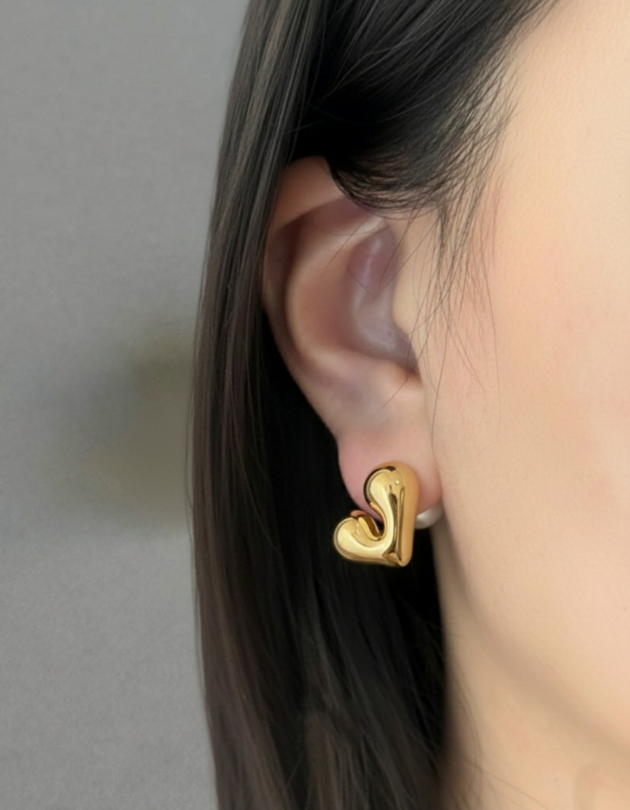 Heart Pearl Two-Way Earrings - Silver, Gold & Pink