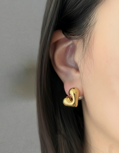 Heart Pearl Two-Way Earrings - Silver, Gold & Pink