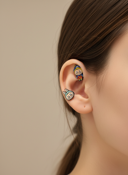 Labubu Bunny Barbell Cartilage Earring - Surgical Steel