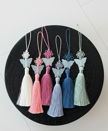 Korean Butterfly Norigae Tassel Charm - Traditional Knot Keychain