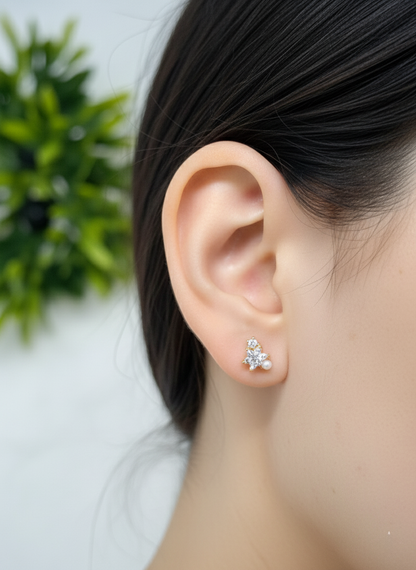 Pearl Star Surgical Steel Barbell Earring,  cartilage earrings