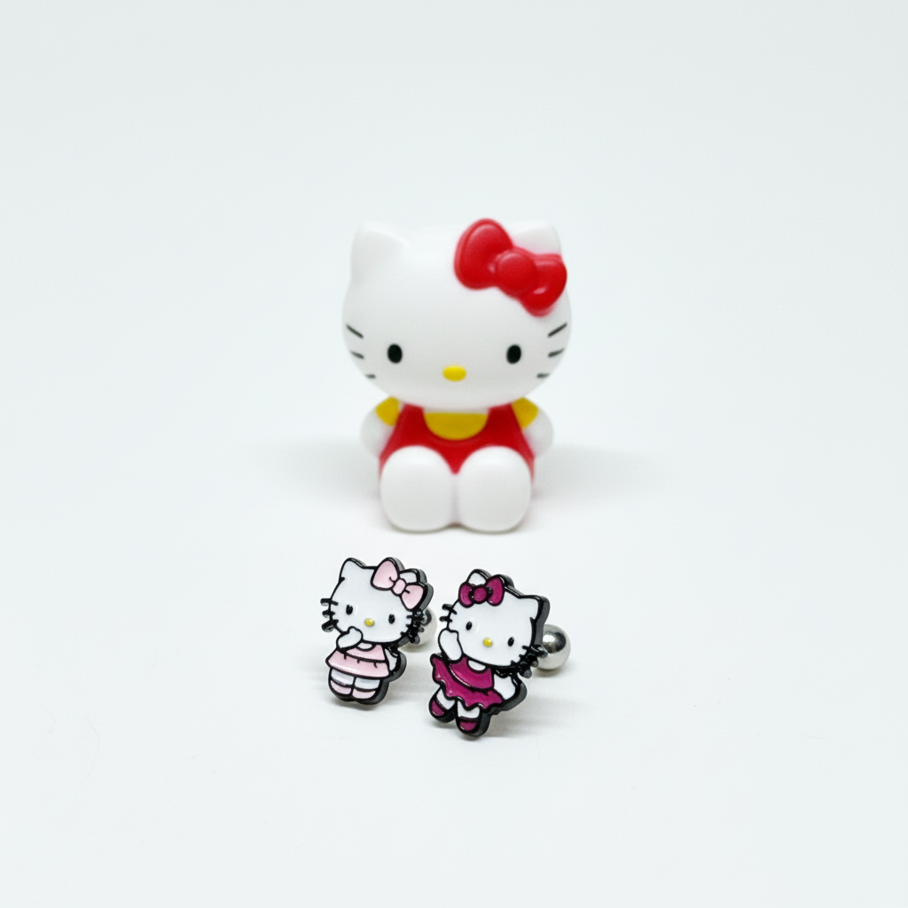 Hello Kitty Inspired Surgical Steel Barbell Piercing
