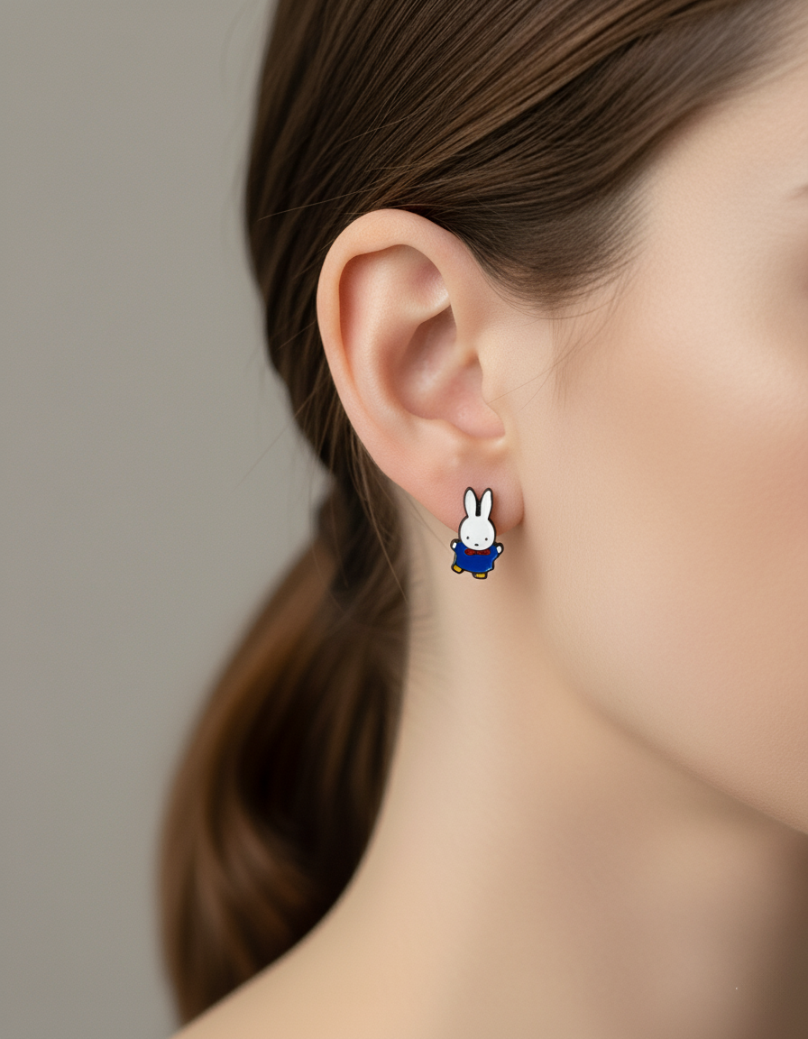 Miffy-Inspired Bunny Balloon Barbell | Kawaii Inner Conch Piercing | Made in Korea