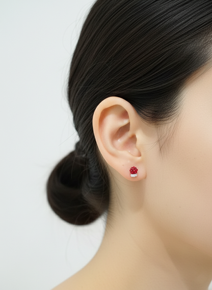 Santa Hat or Mitten CZ Barbell Ball Earrings – Christmas Surgical Steel Studs