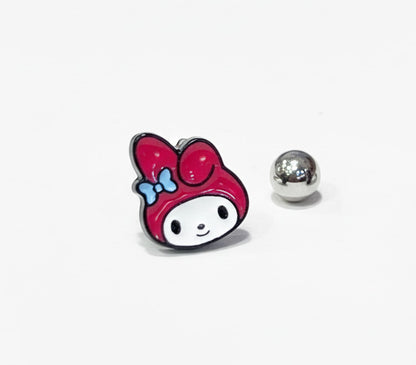 My Melody pink barbell stud earring kawaii cartilage helix piercing surgical steel Korean handmade