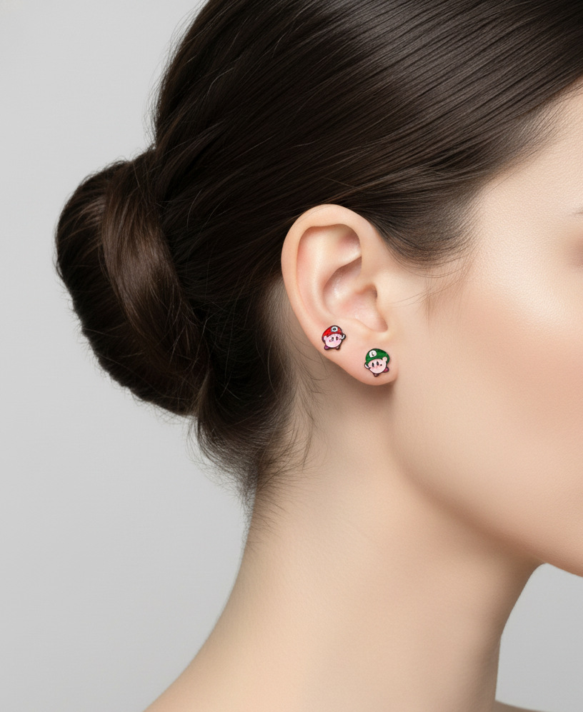 Kirby Pink Puffball — Star Allies Inspired Handmade Barbell Earrings Made in Korea