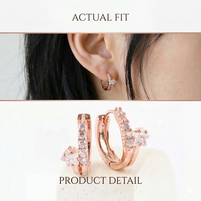 Star CZ Double-Row Huggie Hoop Earrings – Gold, Silver & Rose Gold