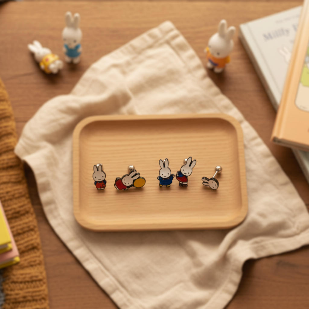 Miffy-Inspired Bunny Balloon Barbell | Kawaii Inner Conch Piercing | Made in Korea
