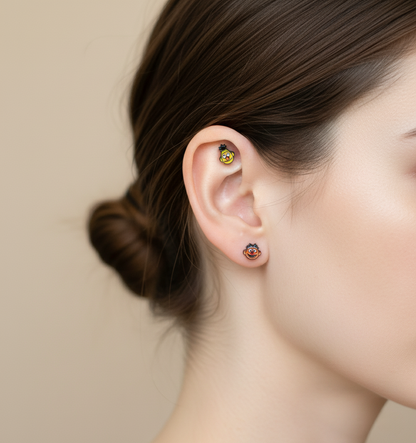 Bert Ernie barbell earrings cartilage helix piercing styling