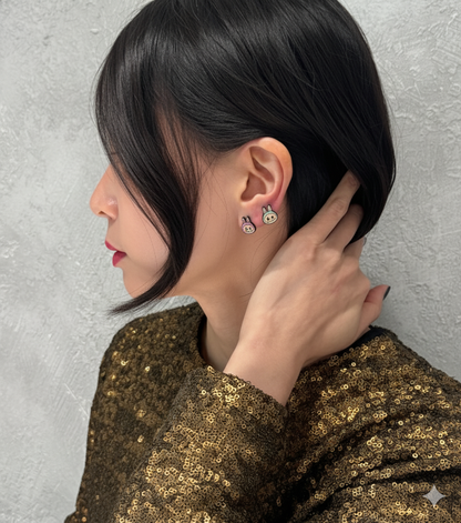 LaBubu Inspired Silver Post Character Stud Earrings