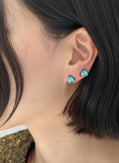 Handmade Sanrio-Inspired Hangyodong Character Earrings Silver Post