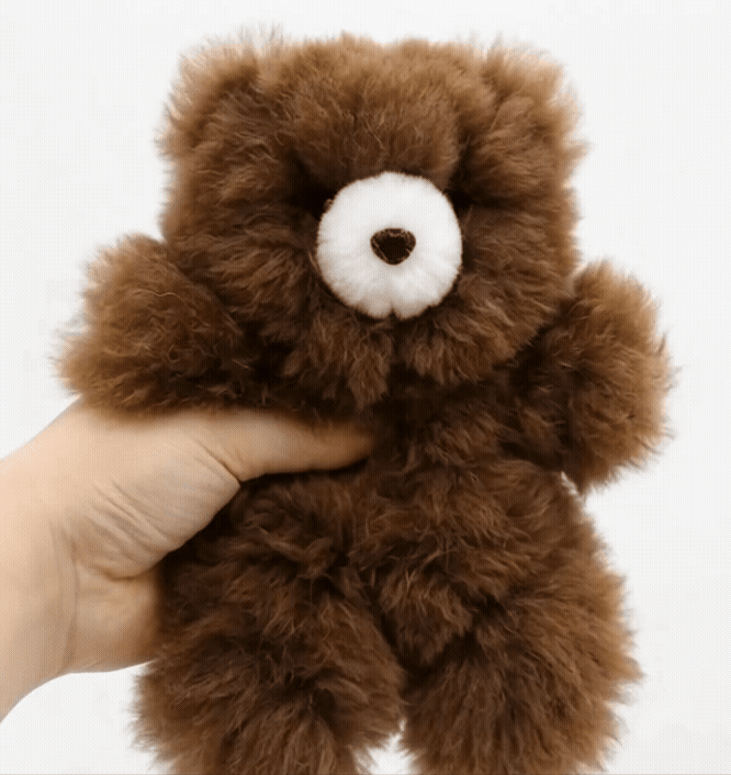 Handmade Real Alpaca Fur Fluffy Bear Keyring Bag Charm 20cm