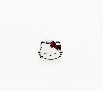 Winking Hello Kitty surgical steel cartilage piercing stud close up detai