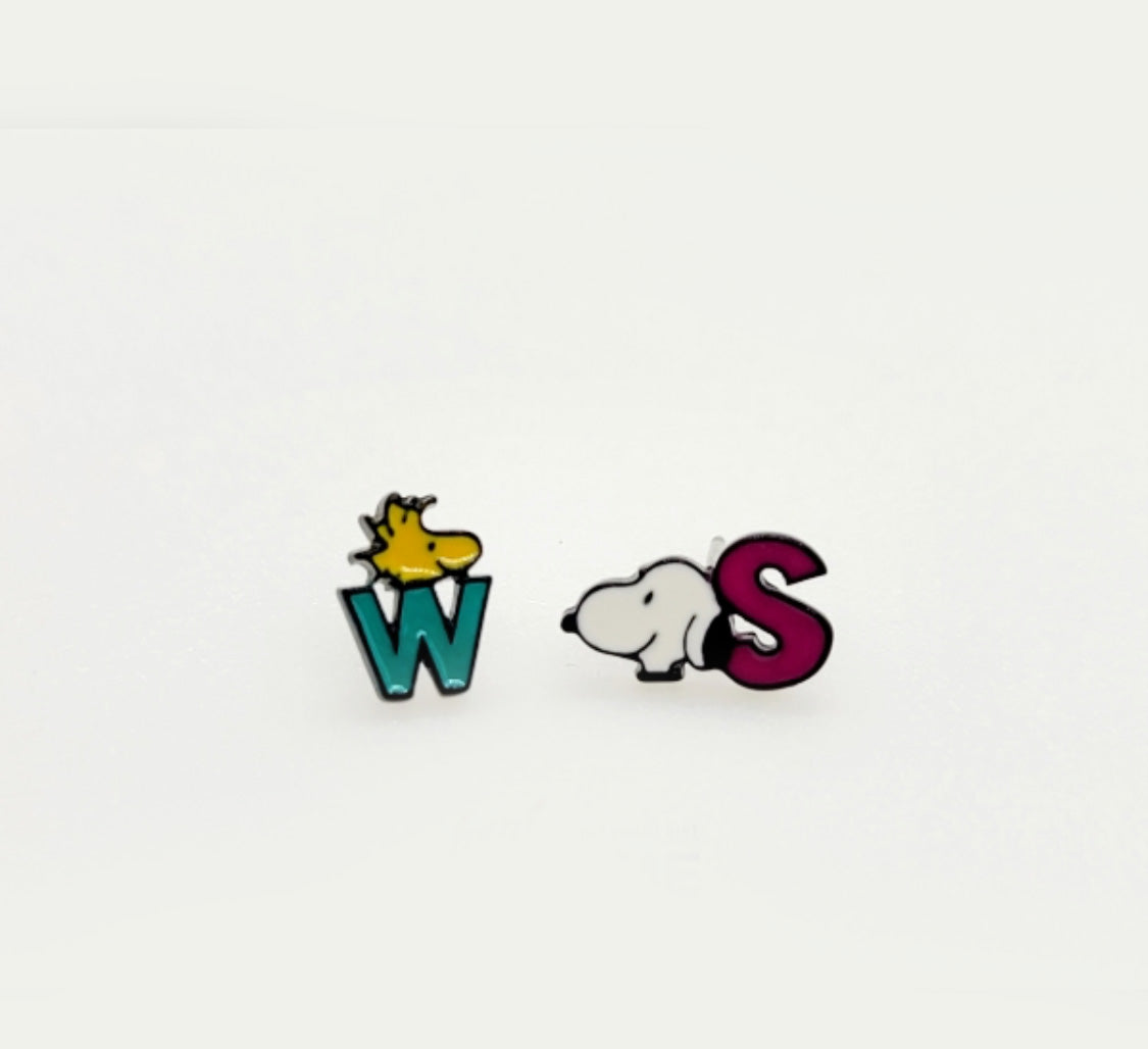 Snoopy Inspired 2-Way Drop Earrings – Sterling Silver Post | Handmade in Korea