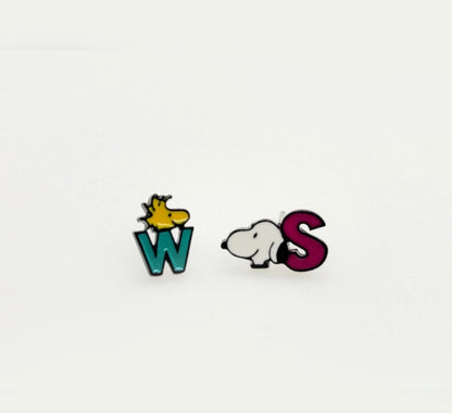 Snoopy Inspired 2-Way Drop Earrings – Sterling Silver Post | Handmade in Korea