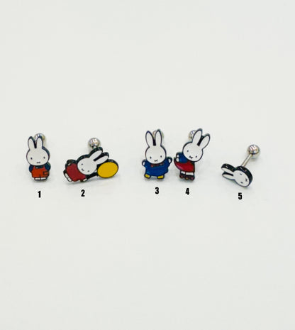 Miffy-Inspired Bunny Balloon Barbell | Kawaii Inner Conch Piercing | Made in Korea