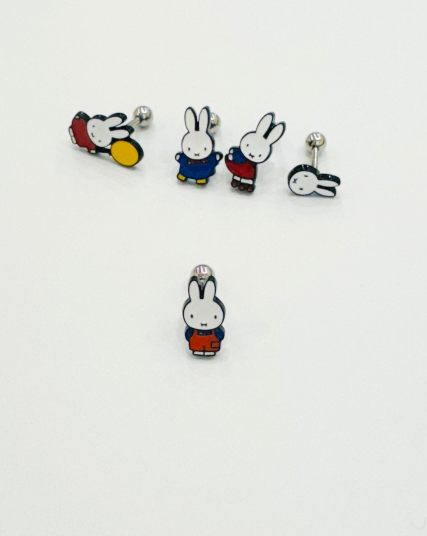Miffy-Inspired Bunny Balloon Barbell | Kawaii Inner Conch Piercing | Made in Korea