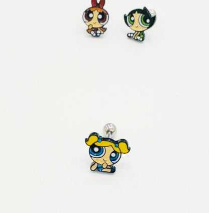 Powerpuff Girls-Inspired Surgical Steel Barbell Stud Earrings (6 Options)
