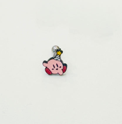Kirby Pink Puffball — Star Allies Inspired Handmade Barbell Earrings Made in Korea