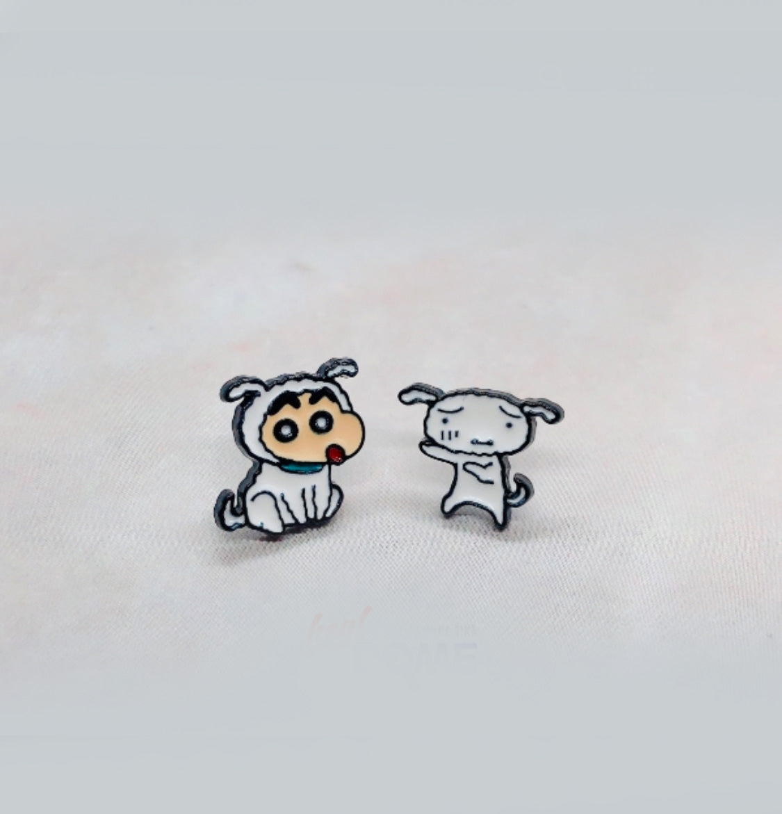 Crayon Shin-chan & Shiro Mismatched Stud Earrings - Anime Jewelry
