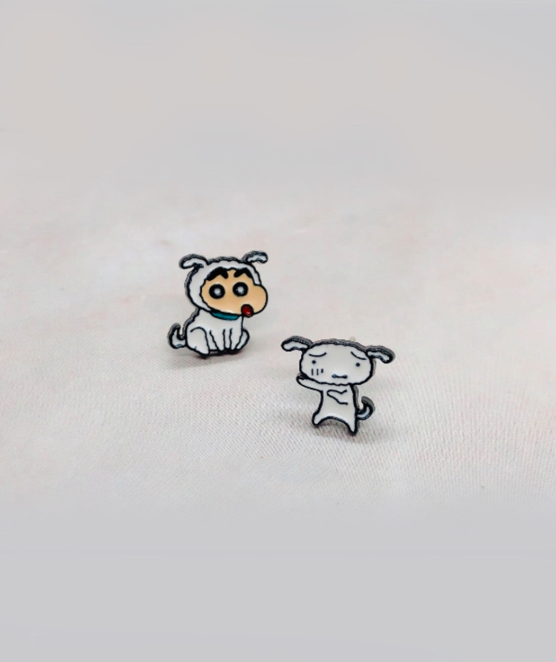 Crayon Shin-chan & Shiro Mismatched Stud Earrings - Anime Jewelry