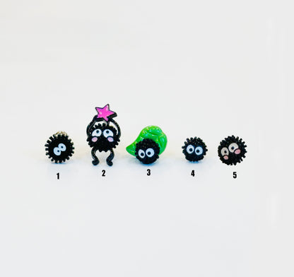 Soot Sprite Susuwatari Barbell Earrings – Studio Ghibli Inspired Surgical Steel | 8TTITTO8