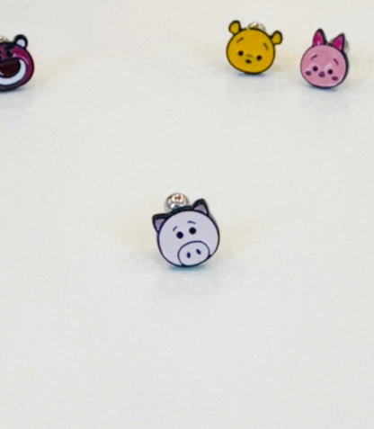 Tsum Tsum-Inspired Barbell Ball Earrings in Lotso, Pooh, Piglet & Hamm | 8TTITTO8