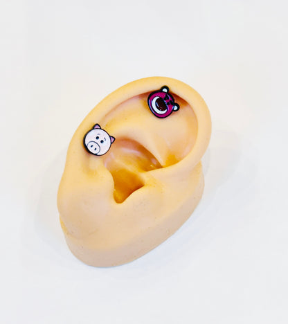 Tsum Tsum-Inspired Barbell Ball Earrings in Lotso, Pooh, Piglet & Hamm | 8TTITTO8