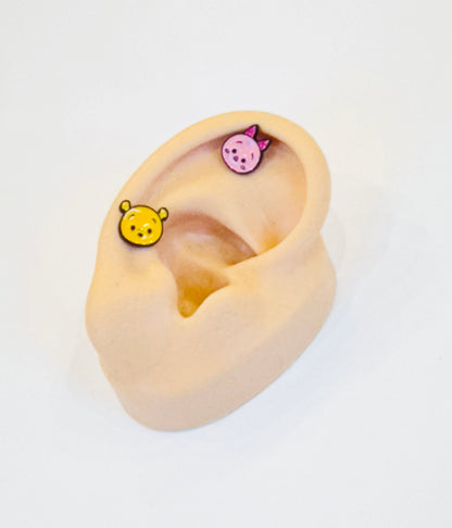 Tsum Tsum-Inspired Barbell Ball Earrings in Lotso, Pooh, Piglet & Hamm | 8TTITTO8