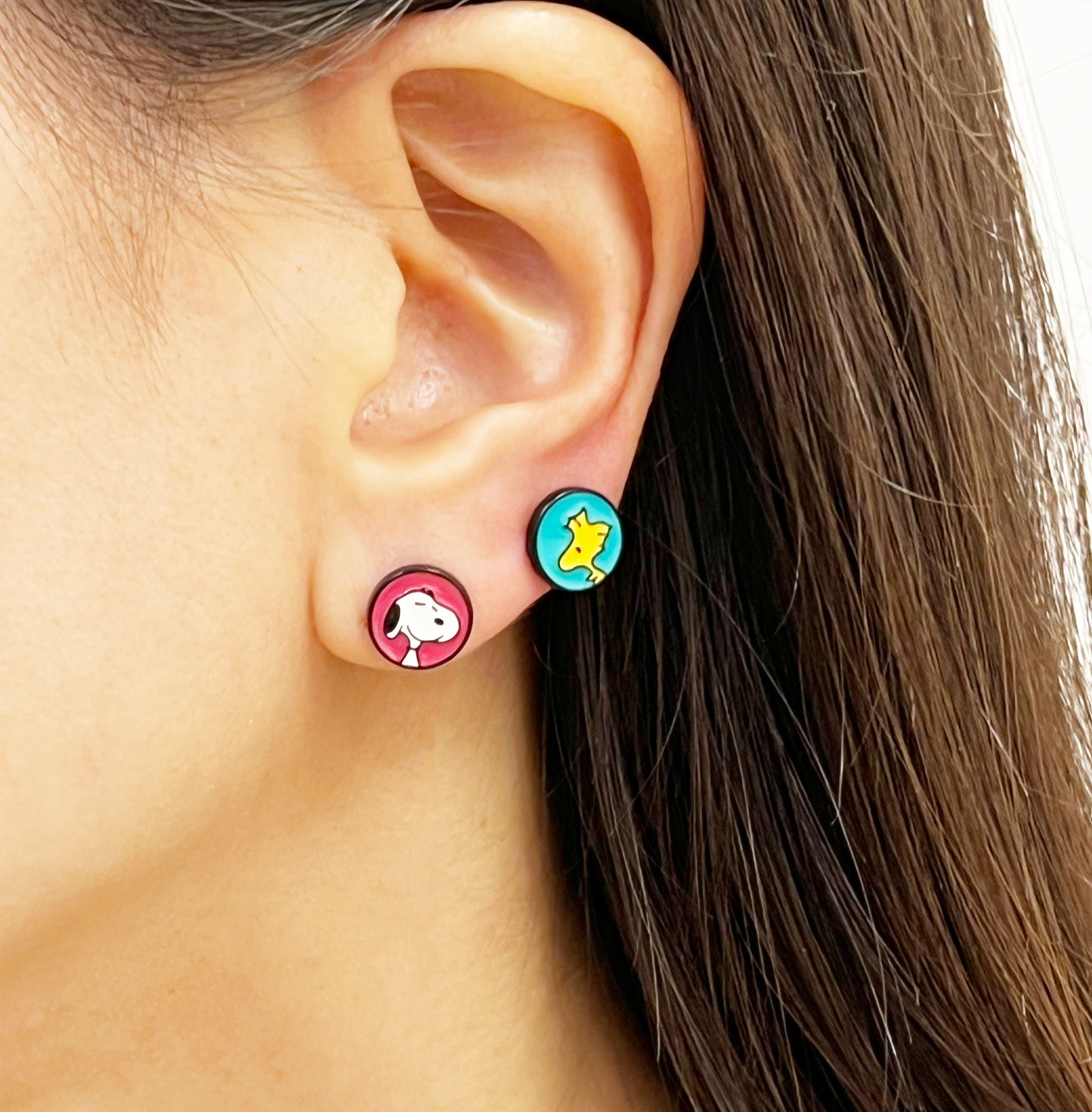 Handmade Snoopy, Woodstock, Lucy & Charlie Brown Studs – 4-Pair Silver Post Set