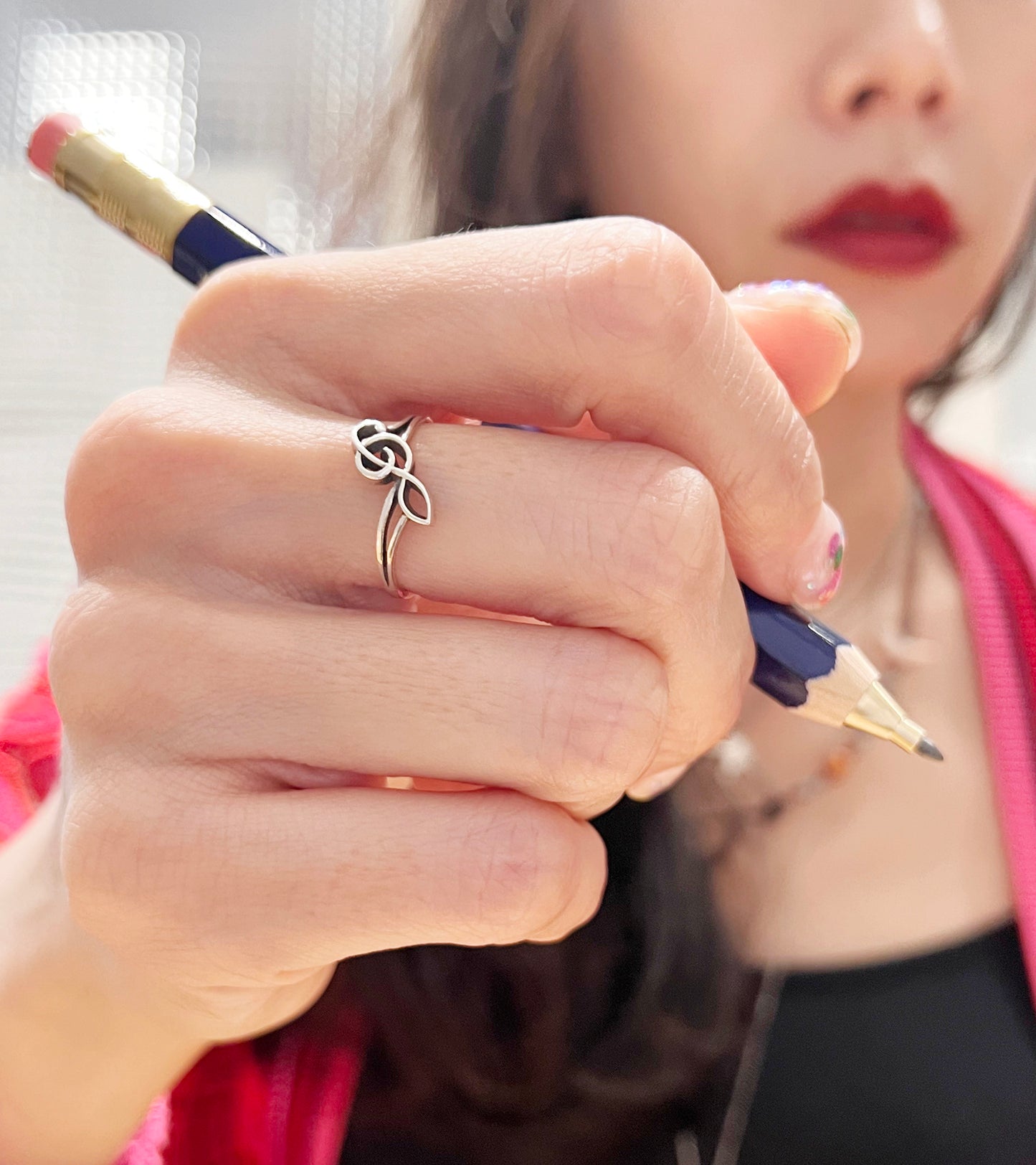 925 Sterling Silver Sideways Treble Clef Handmade Ring