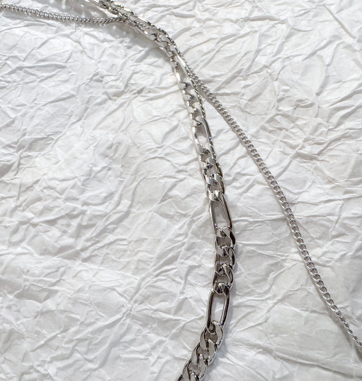 Layered Coin Pendant Necklace - Figaro Chain Brass