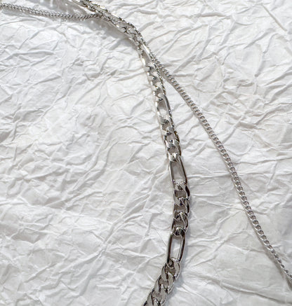 Layered Coin Pendant Necklace - Figaro Chain Brass