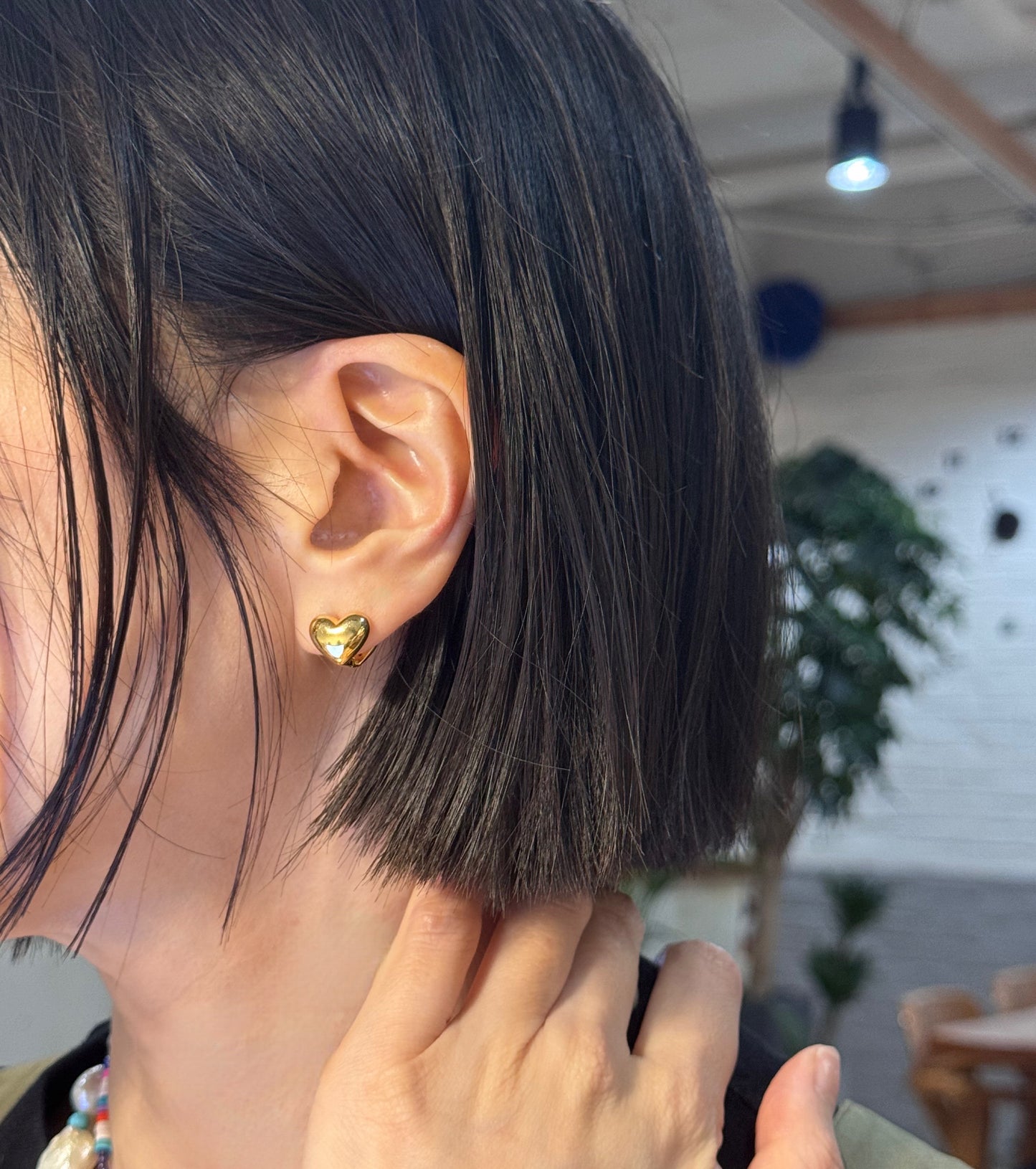 Pavé Heart Clip Earrings Gold Silver Cubic Zirconia Heart Huggie hoop