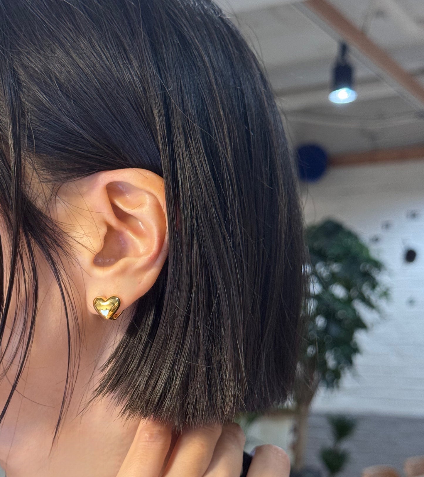 Pavé Heart Clip Earrings Gold Silver Cubic Zirconia Heart Huggie hoop