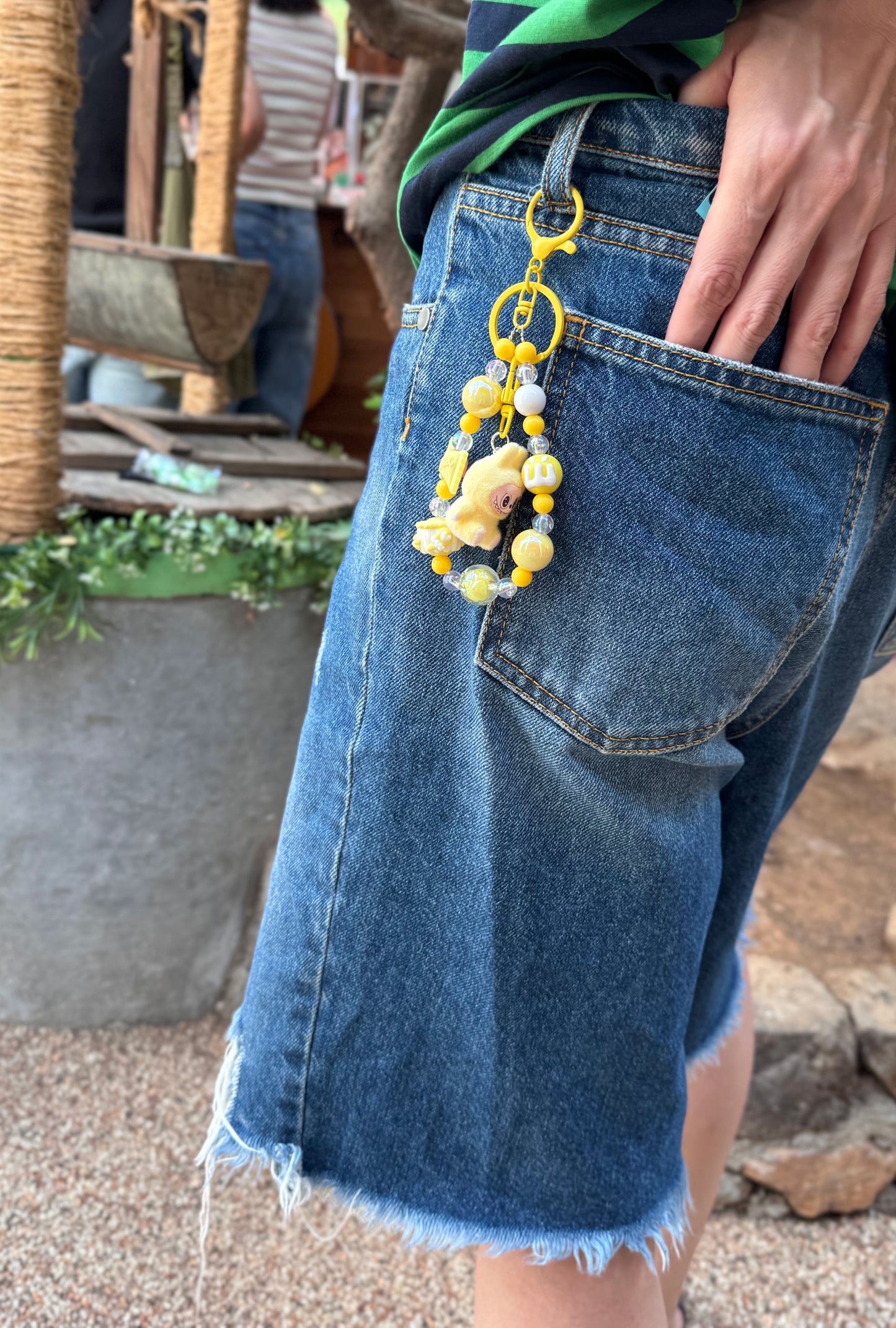 Labubu Inspired K-Kawaii Plush Keyring | Handmade Pastel Beaded Bag & Phone Charm