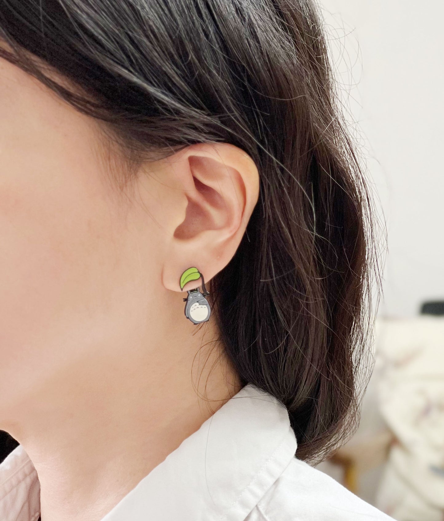 Totoro Earrings - 2-Way Convertible Drop & Stud | Ghibli Inspired Silver Post