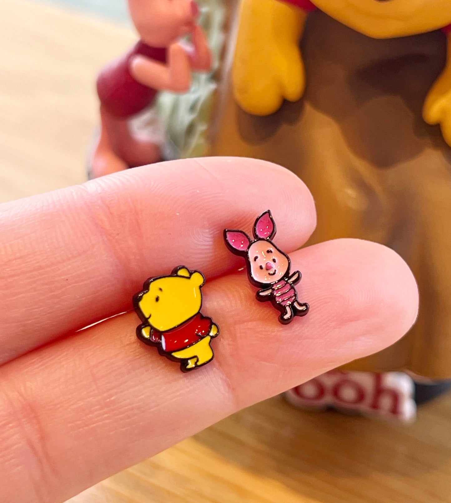 Winnie the Pooh & Piglet Helix Earrings | Surgical Steel Barbell Studs