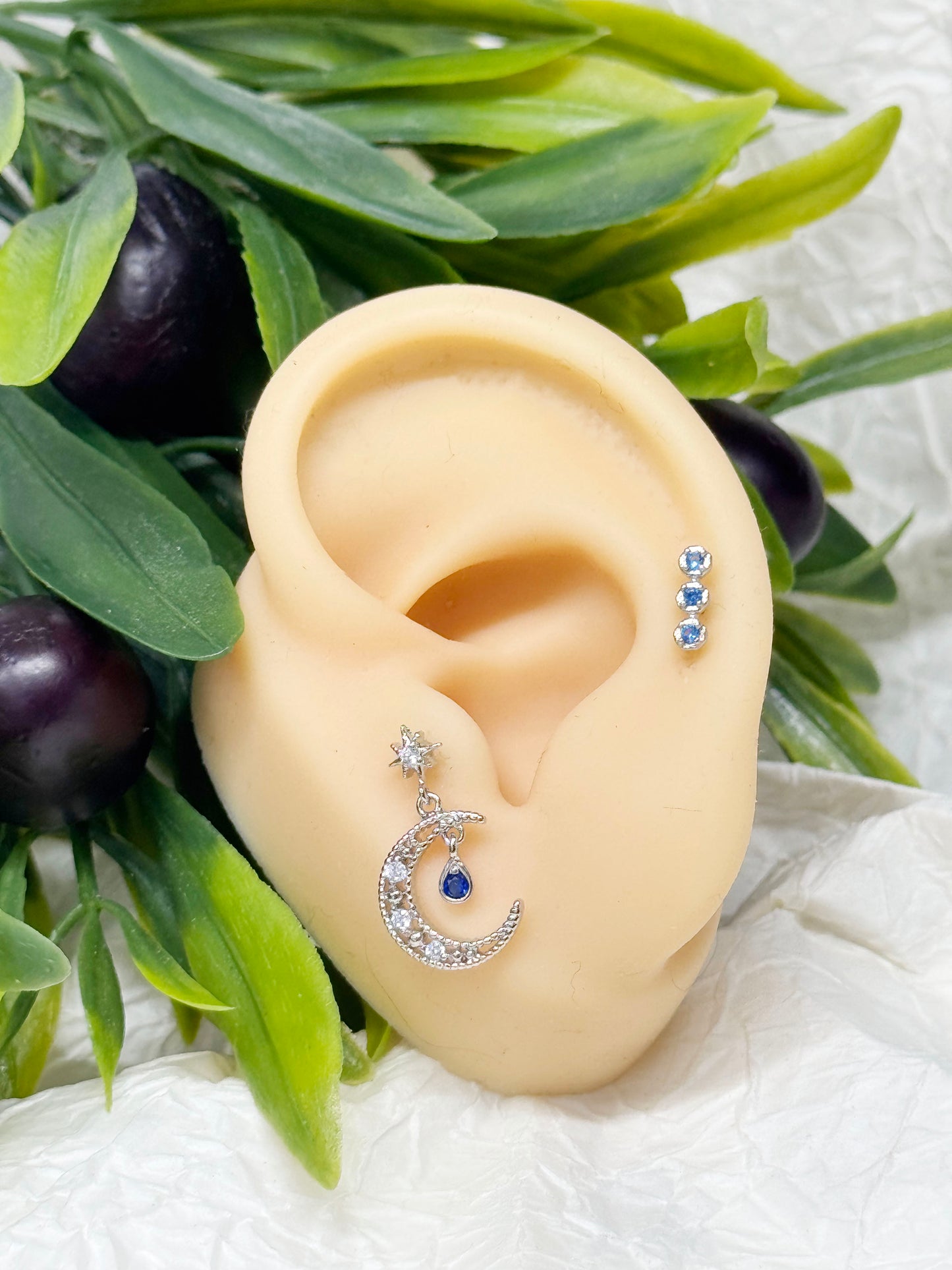 Celestial Moon Star Barbell Earring - Surgical Steel