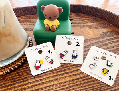 Miffy Inspired Bunny Earrings | Handmade Mini Studs | Silver Post | Made in Korea