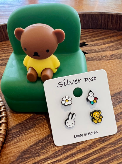 Miffy Inspired Bunny Earrings | Handmade Mini Studs | Silver Post | Made in Korea