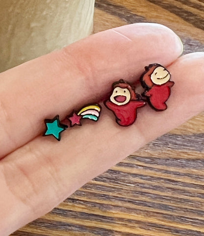 Ponyo Earring Set - Studio Ghibli Inspired Jewelry, 925 Silver