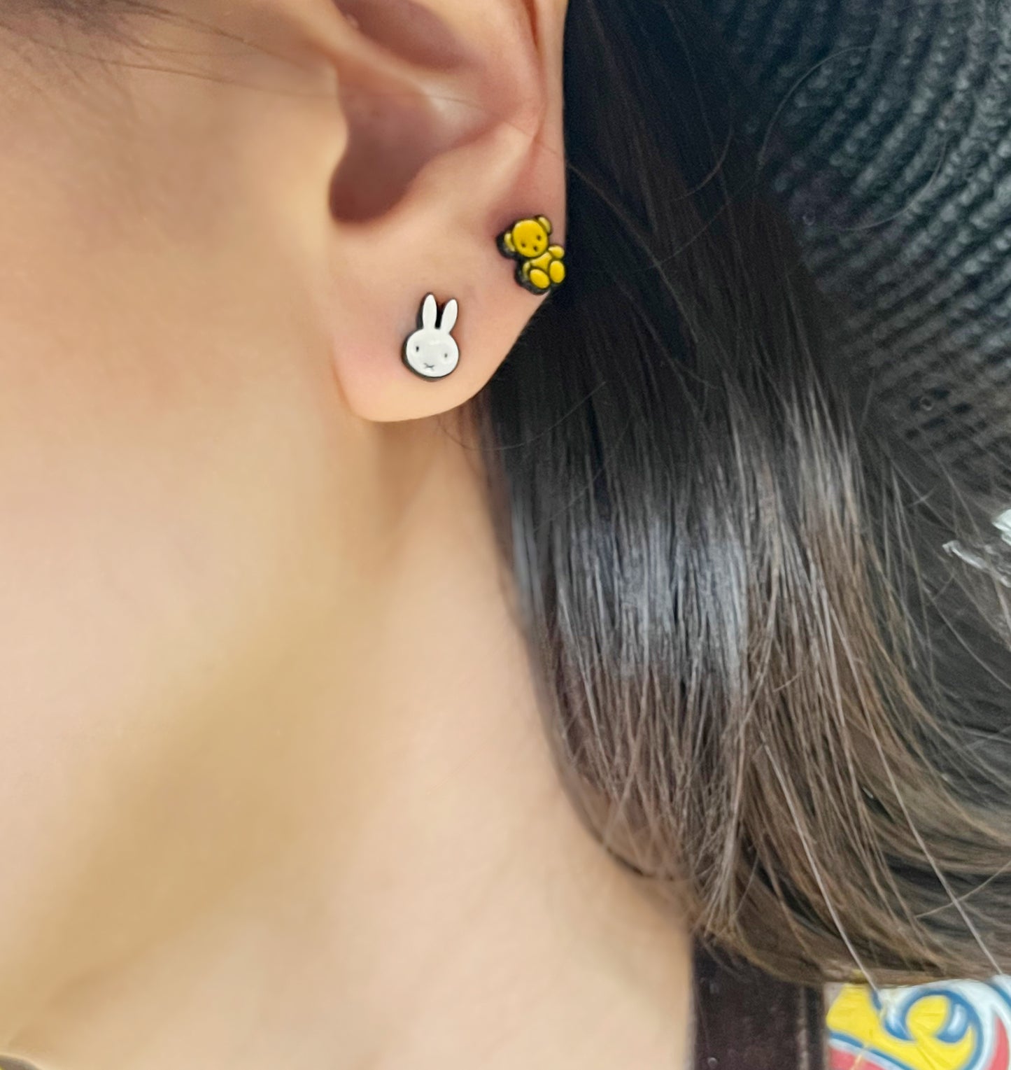 Miffy Inspired Bunny Earrings | Handmade Mini Studs | Silver Post | Made in Korea