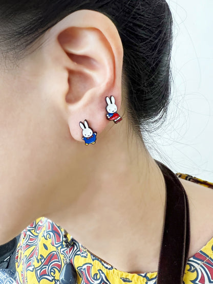 Miffy Inspired Bunny Earrings | Handmade Mini Studs | Silver Post | Made in Korea