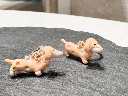 Dachshund Hoop Earrings – Playful Handcrafted Dog dangle