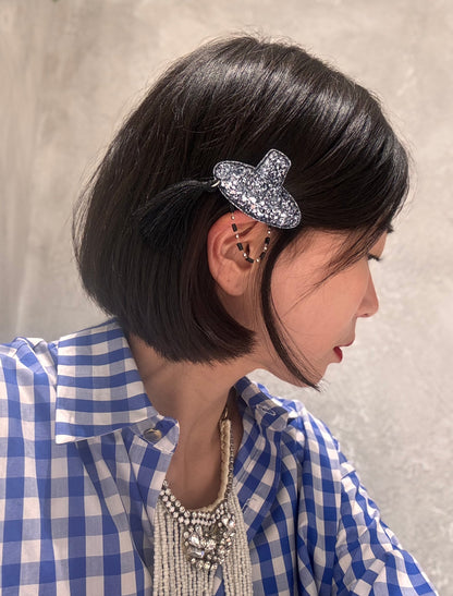 Korean Gat Hair Clip - Glitter & Nacre Pattern with Tassel