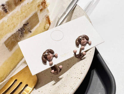 Dachshund Dog Earrings - Front Back Hoop with Silver Post