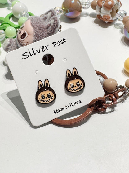 LaBubu Inspired Silver Post Earrings – Handmade in Korea | 8TTITTO8